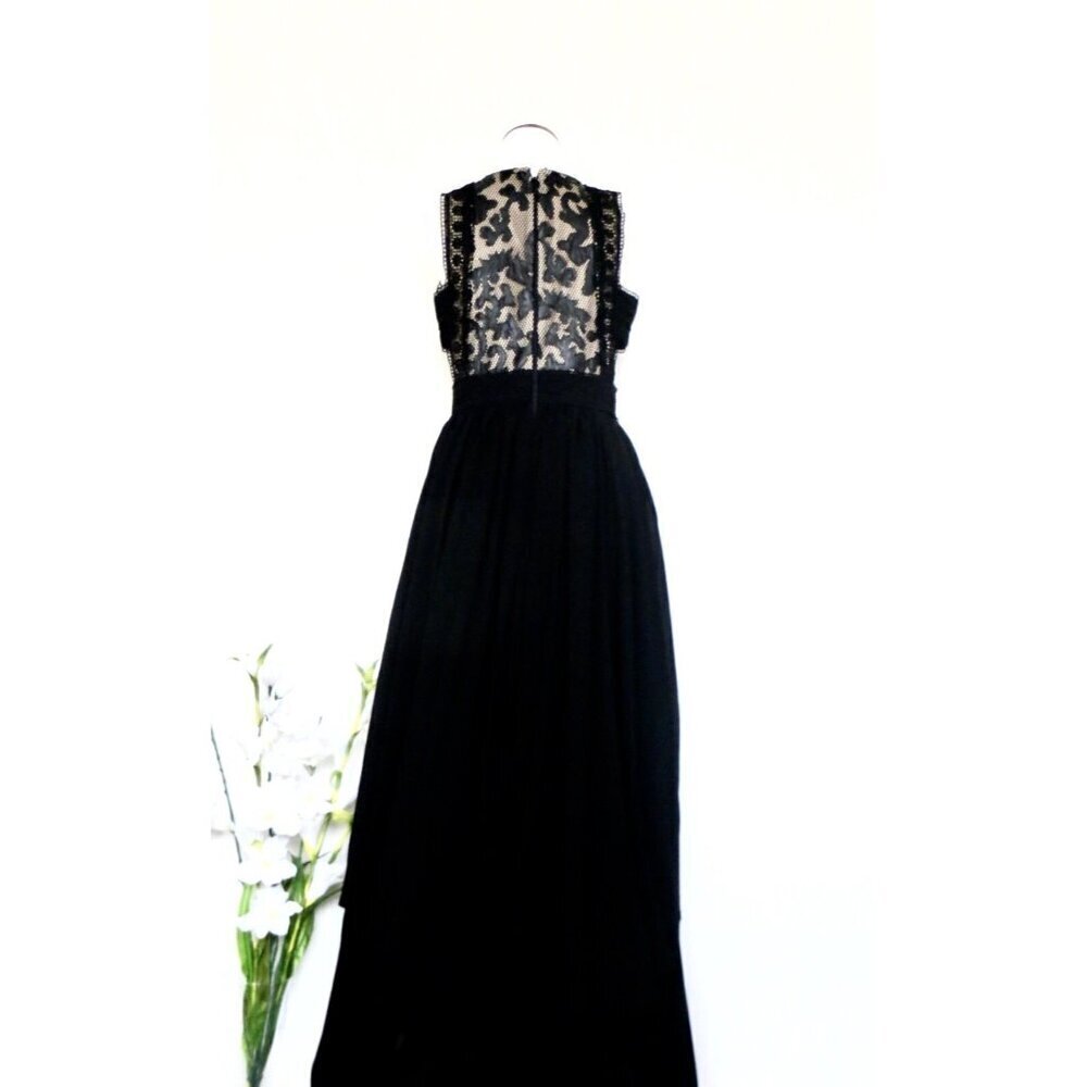 INA Hi Low Hem Cut Out Detail Maxi Dress Faux leather with Lace Black SZ M - Picture 10 of 15